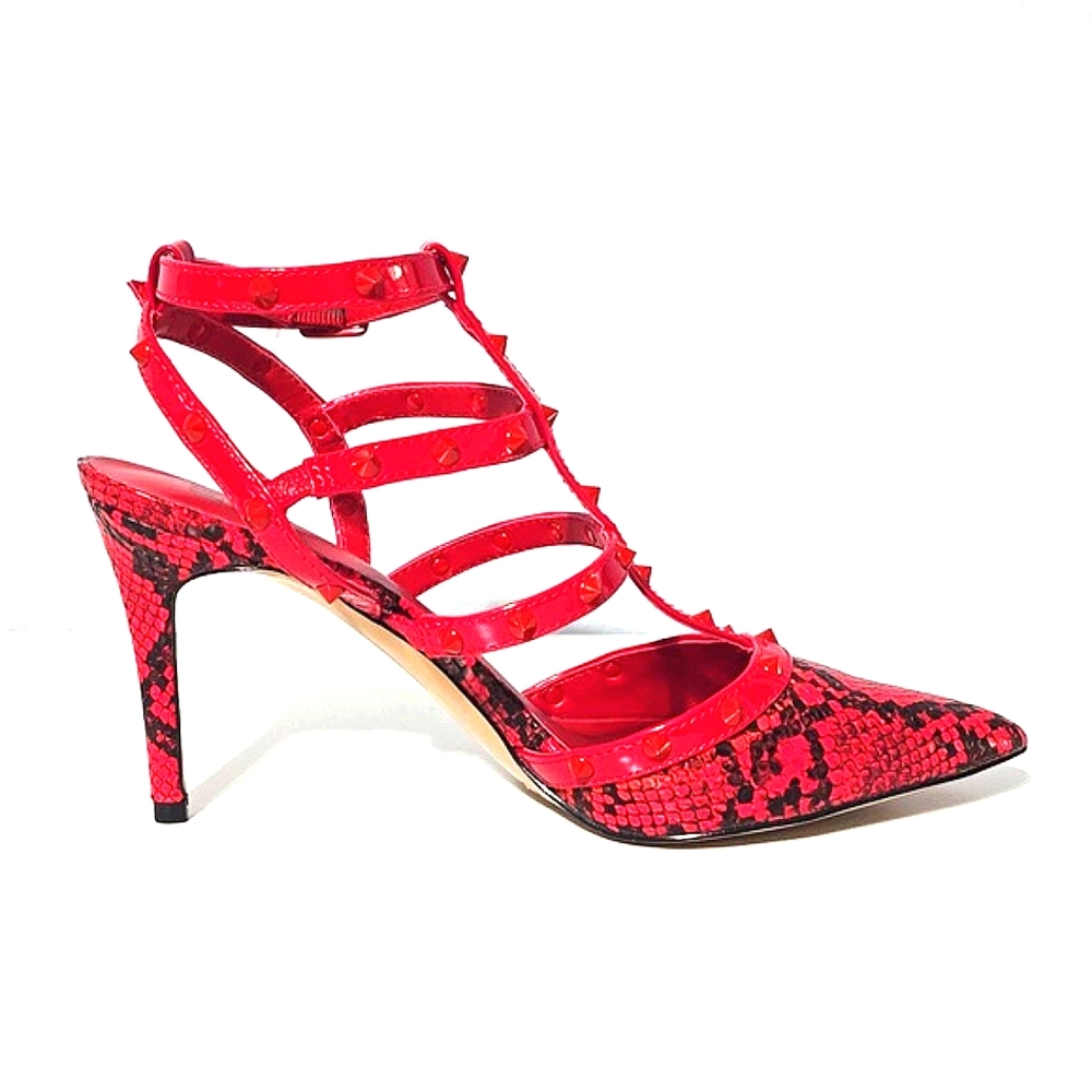 Mix No 6 Laboni Pump Red Snakeskin 8M 4"Heels - Picture 2 of 8